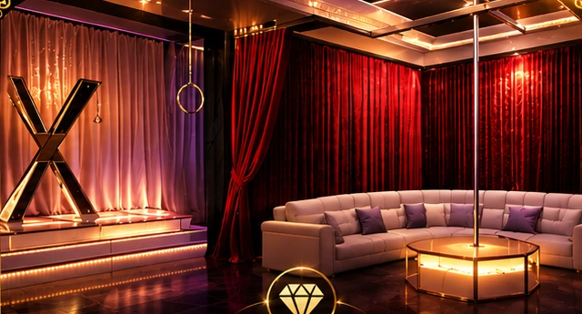 Private lounge with curtains and soft seating